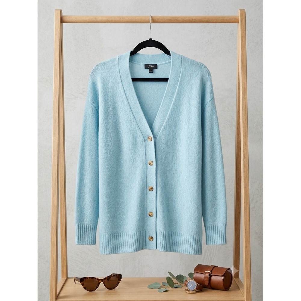 J.Crew Womens V-Neck Button Front Cardigan Sweater Light Blue Size S